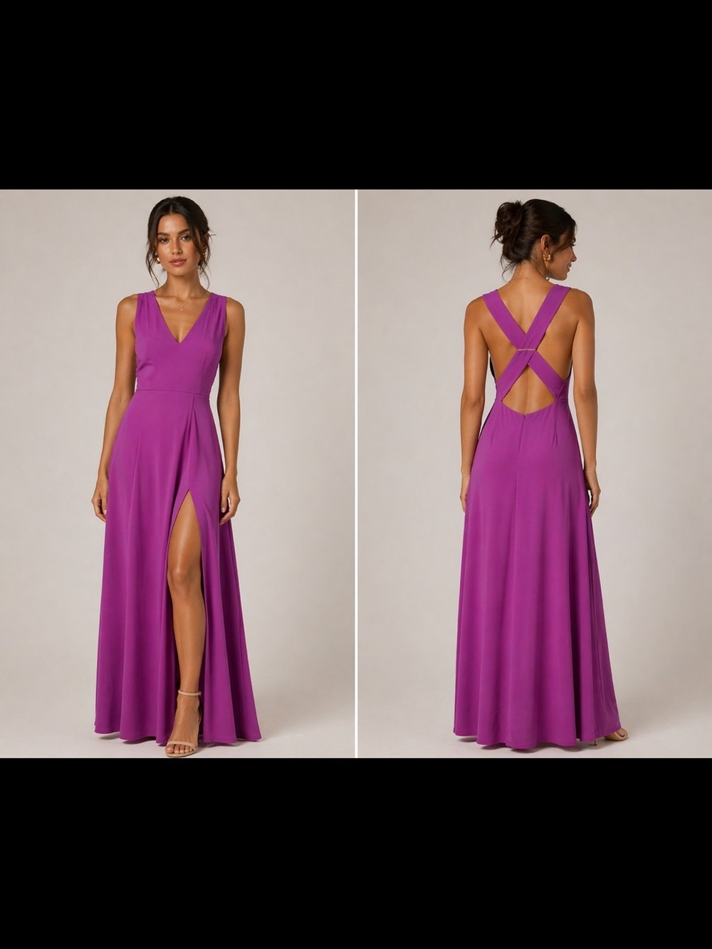 Lulu's Sleeveless V-Neck Maxi Dress with Crisscross Open Back - Purple
